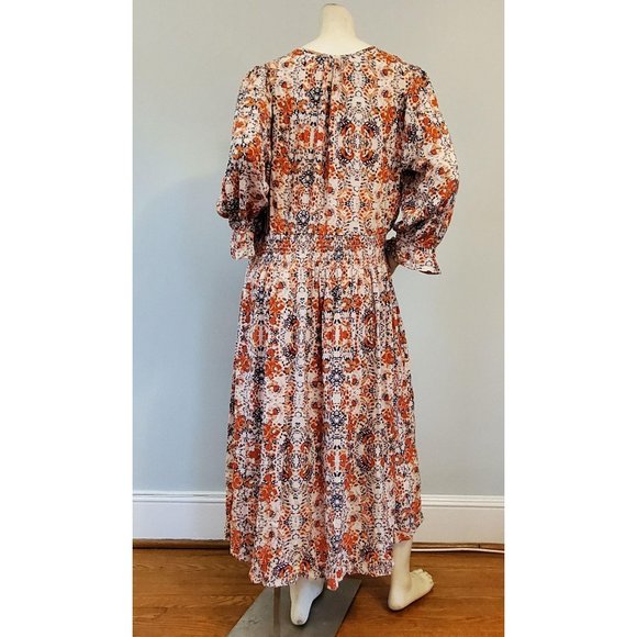 Downing Studio Floral Dress - Size 2X, Orange/Navy Floral Print - New with Tag - Picture 4 of 10